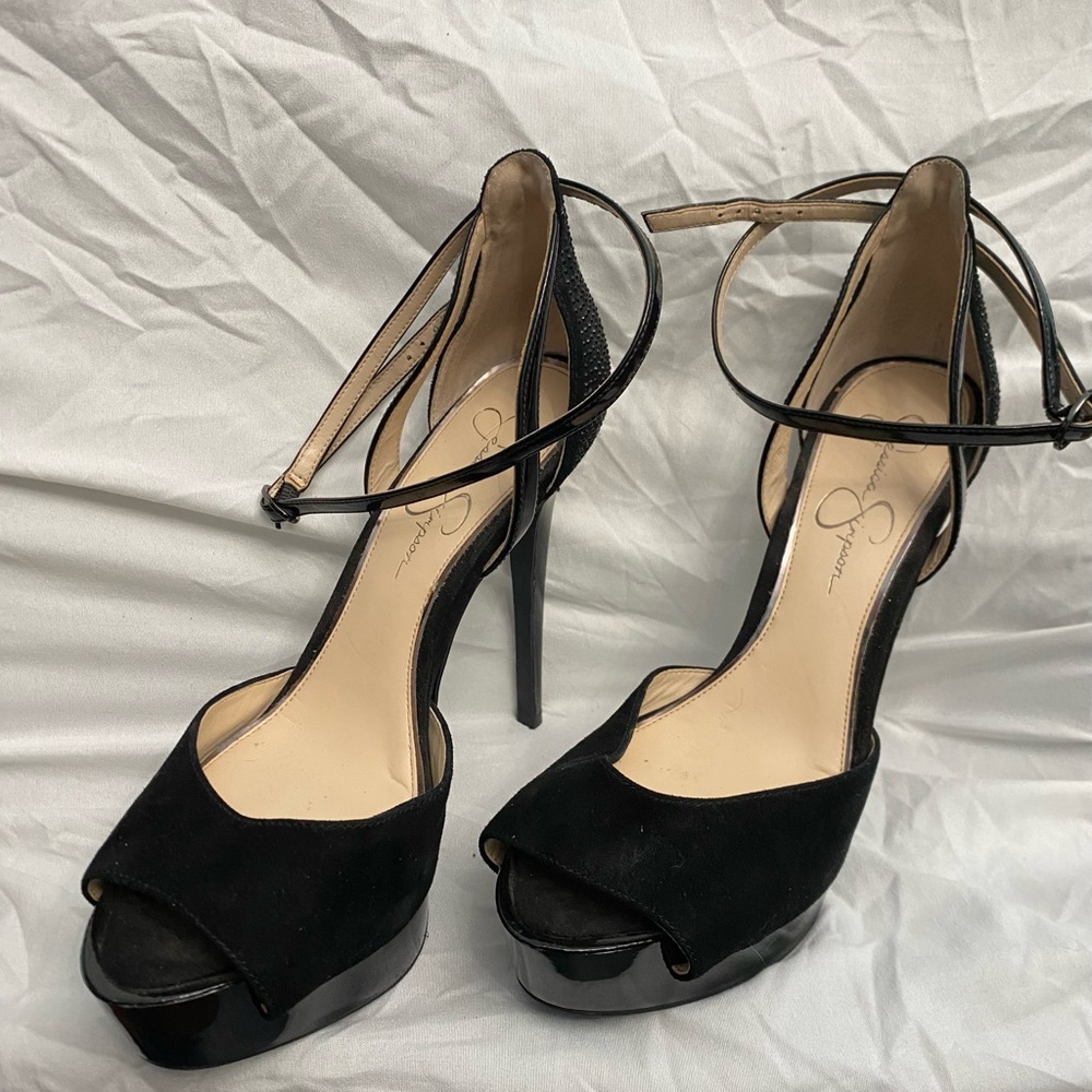 Jessica Simpson Black Peep Toe Stiletto Heels